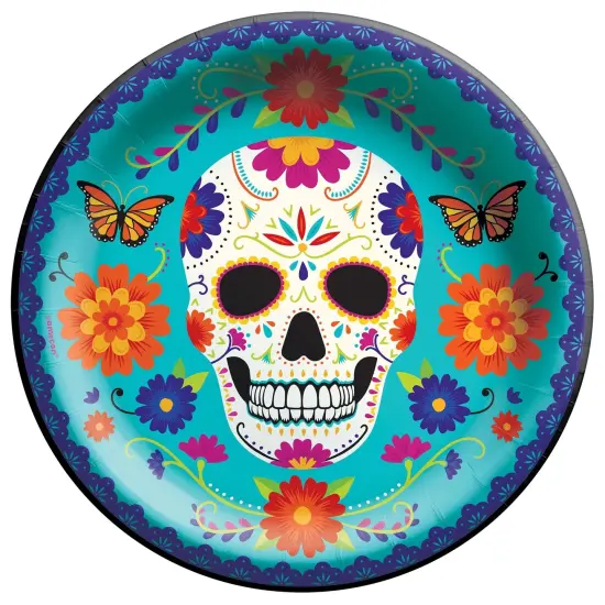Dia De Los Muertos Day of the Dead 10" Round Plates - 20ct {1}