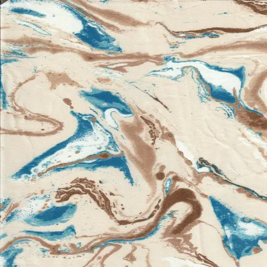 1 Yard Bubble Satin Marble Print Woven Fabric Soft Durable Drapery Use 58/59" Width SAND/TEAL BLUE {6}
