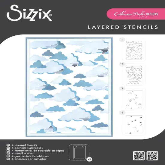 Sizzix A6 Layered Stencils 4/Pkg by Catherine Pooler-In The Clouds {1}