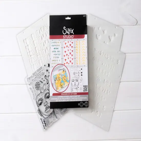 Sizzix Clear Stamp Set 13/Pkg W/Stencils 3/Pkg By Cat Kerr-Possibilitarian {4}