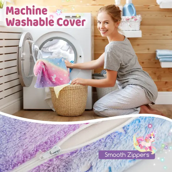 Flannel Fabric Kids Sofa Bed with Glow-in-the-Dark Design and Pillow Multicolor {6}