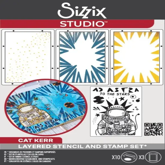 Sizzix Studio Stamps 10/Pkg and Stencils 3/Pkg by Cat Kerr-Ad Astra {1}
