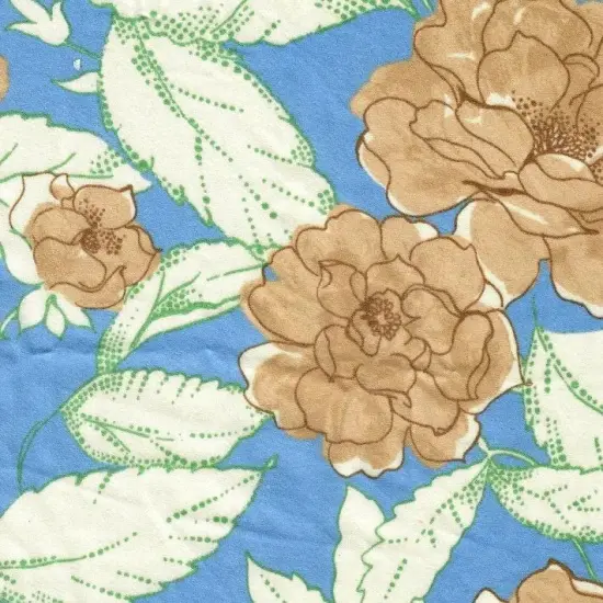 1 Yard Satin Floral Print Fabric, 58/59&Prime; Wide 100% Polyester BLUE {3}