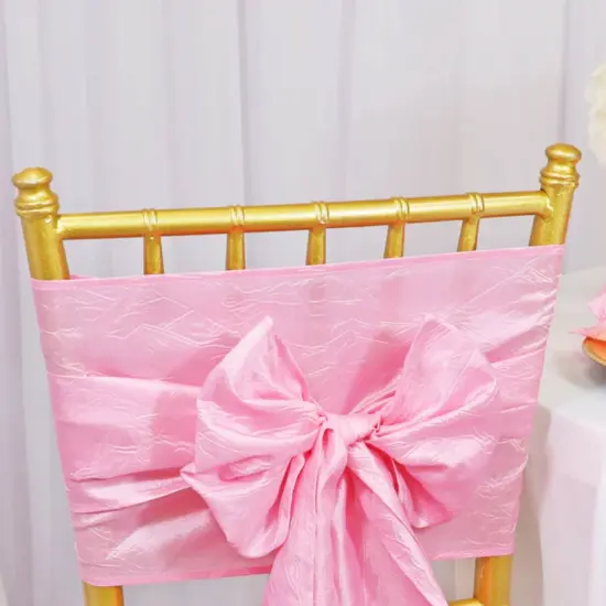 10 Pieces Crushed Taffeta Chair Sashes 9.5 x 108 inches Pink Rosy Charm {4}