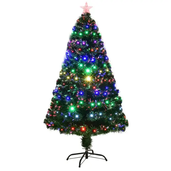 Costway 5'/6'/7'Pre-Lit Fiber Optic Christmas Tree Multicolor Lights {8}