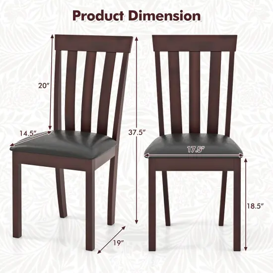 Set of 2 Wooden Kitchen Chairs with Comfortable Padded Seat and Rubber Wood Frame White {8}