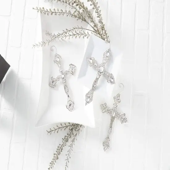 10" Two-Sided Cross Ornaments with Rhinestones &ndash; Elegant Christmas Decorations {2}