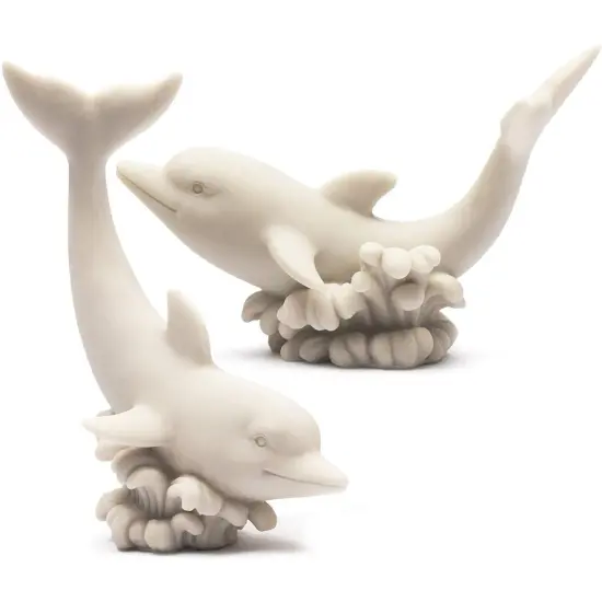 2-Pack Polyresin Paint Your Own Dolphin Figurines - Ceramic to Paint, Ideal for Kids & Adults - Fun DIY Arts & Crafts Activity for Creativity and Play White {1}