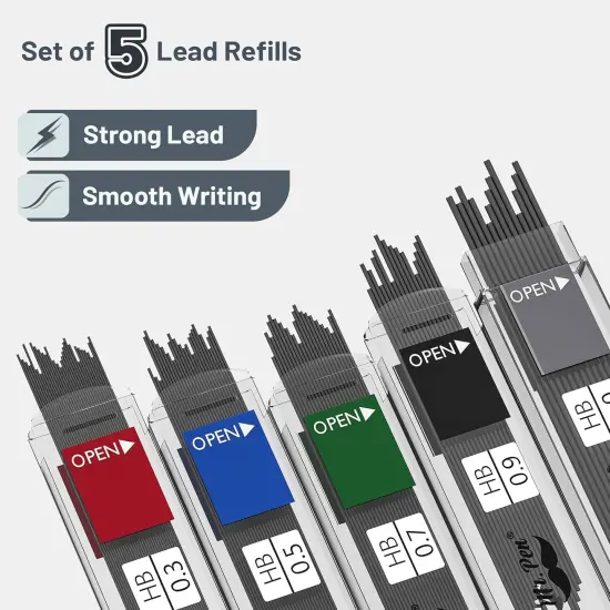 Mechanical Pencil Set with Lead and Eraser Refills, 5 Sizes - 0.3, 0.5, 0.7, 0.9 and 2 Millimeters, Drafting, Sketching, Illustrations, Architecture, Drawing Mechanical Pencils {3}
