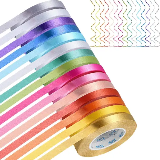 15 Rolls Curling Ribbon Metallic Balloon String Roll Assorted Colors Wrapping Ribbons {1}