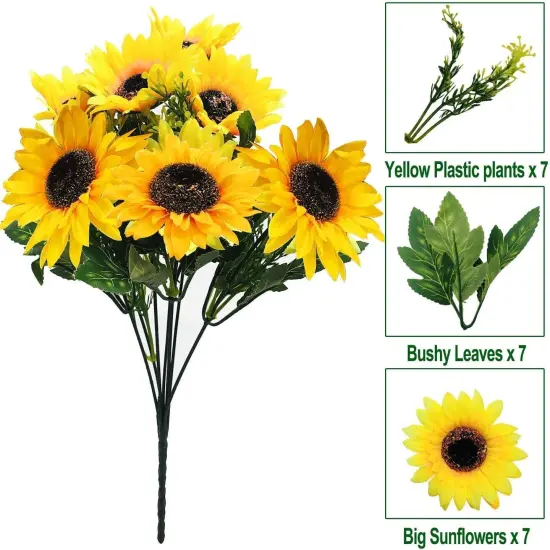 28Pcs Sunflowers Artificial Flowers Bulk Summer Decor Centerpiece {4}