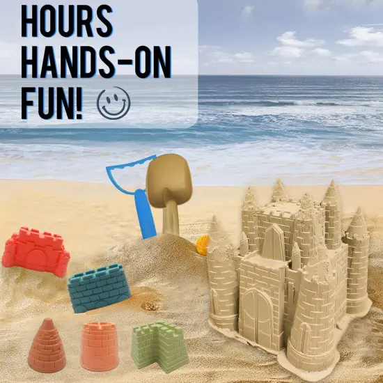 Summer Beach and Sand Castle Kit, 12 PCS Sand Toys for Kids Outdoor with Sand Castle Bucket, Molds, Rake and Shovel, Great Toys for Beach {5}