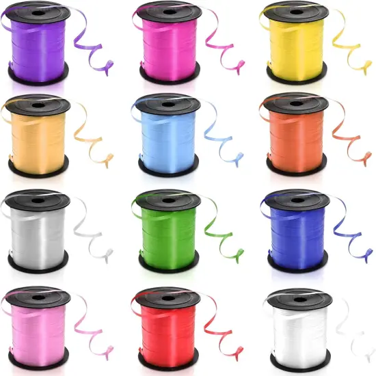 12 Roll Curling Ribbons, 250 Yards Colorful Balloon String, Crimped Curly Gift Wrap Ribbon, Thin Valentines Ribbon for Home Decor Party Decoration {4}