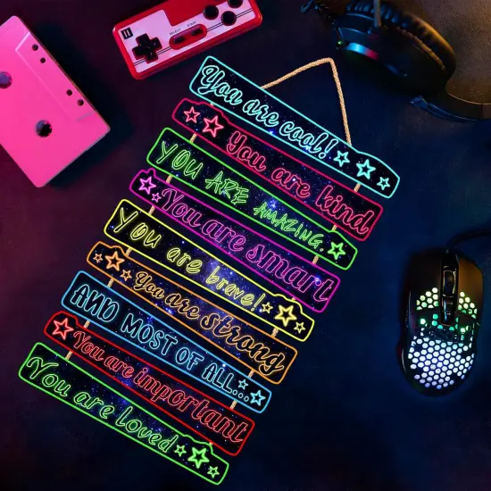 Gaming Wall Decor Game Room Wood Art Sign for Boys Room Decoration You Are Quotes Sign Neon Inspirational Wall Sign Gamer Hanging Plaque for Kids Gift Bedroom Playroom Teen Boy Gifts Wall Decor {3}