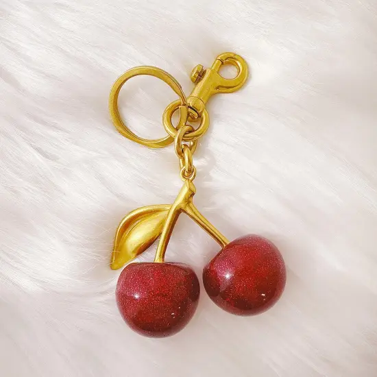 Wrapables Glittery Shimmer Cherry Bag Charm Keychain, Purse and Handbag Accessory {3}