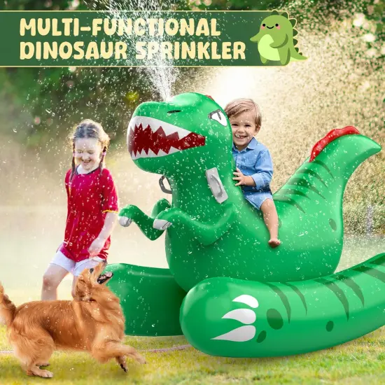 Inflatable Dinosaur Swimming Pool Float for Kids with Sprinkler for Yards, 2-in-1 Summer Water Toys 72" Large Pool Raft Outdoor Party Toys for Adults Kids {4}