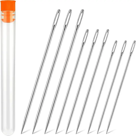 Long Sewing Needles, 9 Pcs & 3 Sizes-4.9/5.9/6.9'' Stitching Needles, Hand Sewing Needles for Stitching and Crafting Projects, Carpet, Cushion, Curtain {1}