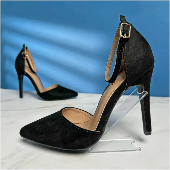 Plymor Clear Acrylic Angled Stiletto High-Heel Shoe Display Riser Stand, 3.5" H x 1.375" W x 3" D {3}