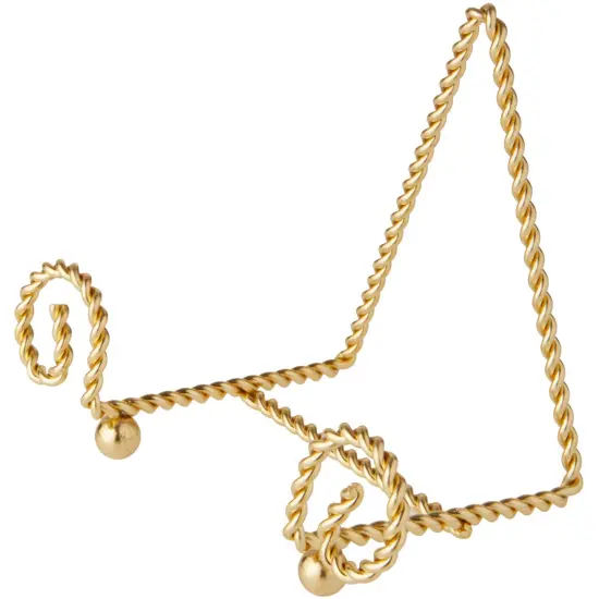 Bard's Scroll Twisted Gold-toned Wire Easel Stand, 4.5" H x 5.75" W x 3.5" D {1}