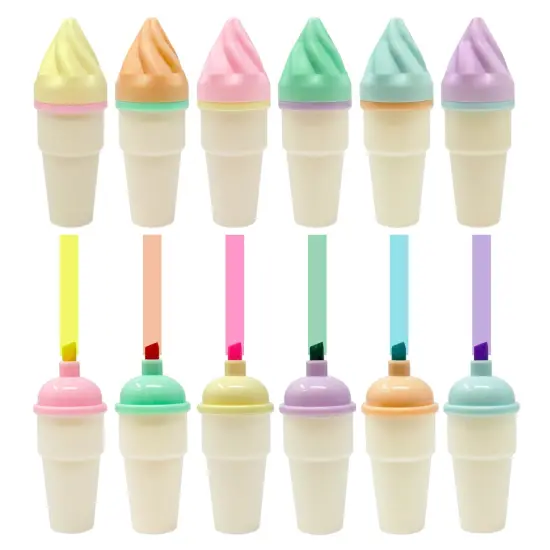 Wrapables Cute and Colorful Highlighters, Marker Pens, Stationery Supplies (Set of 6), Ice Cream {1}