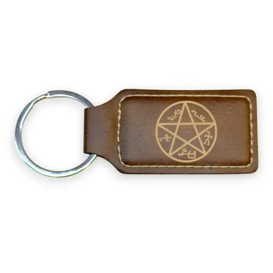 Keychain - Rectangle - Demon Trap - Leather Pink/Black {4}