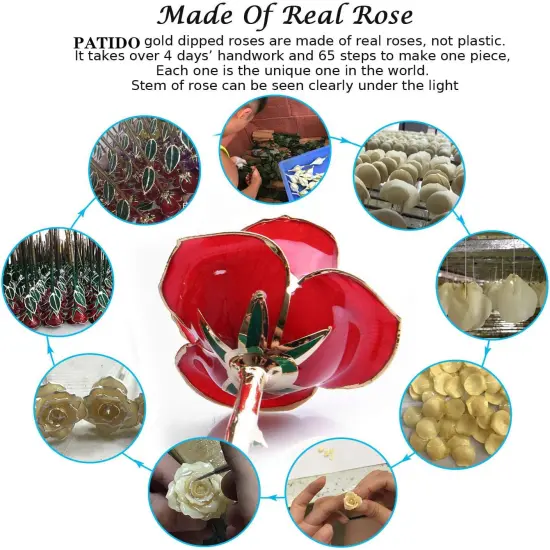 Gold Dipped Rose,24K Gold Rose with Transparent Stand,Real Long Stem Eternity Rose Flower Best for Her,Mom,Wife,Girlfriend,Anniversary,Mothers Day,Birthday,Valentine's,Wedding {5}