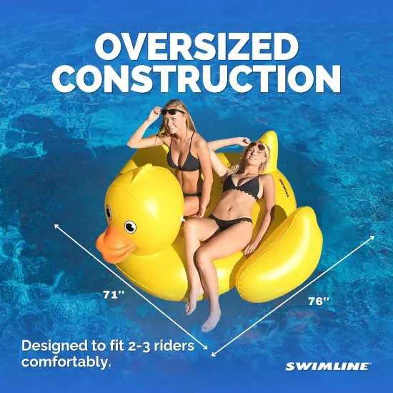 Swimline Inflatable Giant Ride-On Lucky Ducky Swimming Pool Float- 76" Yellow {4}