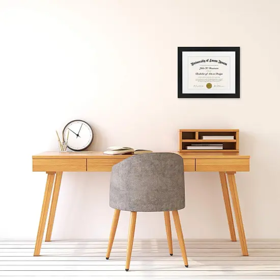 11x14 Diploma Frame with Shatter-Resistant Glass - Use as 8.5x11 Frame with Mat or 11x14 Frame without Mat - Legacy Collection - Thin Picture Frame for Wall Display - Black {4}