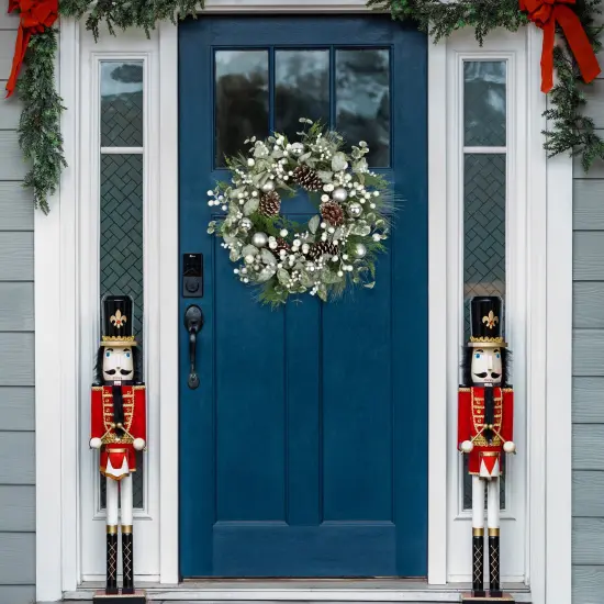 Northlight Mixed Pine with Pinecones and Ornaments Artificial Christmas Wreath - 28" - Unlit Green {5}