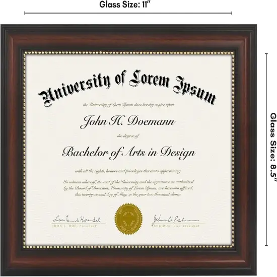 8.5x11 Diploma Frame - For Certificates or Use as 8.5x11 Picture Frame - Ornate Antique Frame with Shatter-Resistant Glass - Legacy Collection - Wall or Tabletop Display - Beaded Mahogany {2}