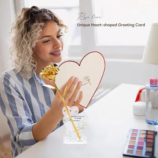 Gold Dipped Rose Real 24K Gold Rose, Genuine One of a Kind Rose Hand Dipped in 24K Golden Roses Romantic Gifts for Women in Her Birthday Anniversary Day Mothers Day {4}