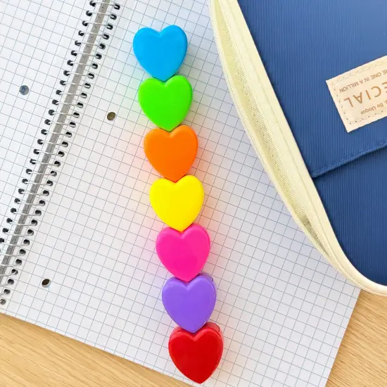 Wrapables Mini Stackable Highlighters, Cute Multi-color Markers, Hearts {6}