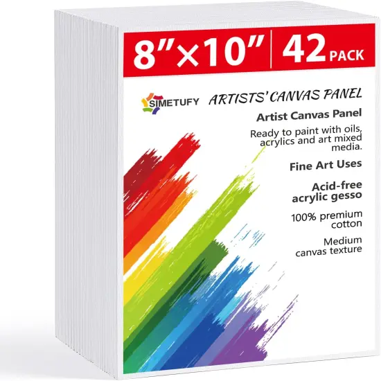 42 Pack Canvas Boards for Painting 8 x 10 inch Canvas Panels Blank - Gesso Primed Acid-Free 100% Cotton for Acrylics Oil Watercolor Tempera Paints {1}