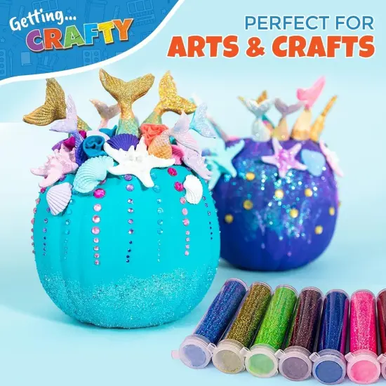 10-Pack Glitter Shaker Jars with 10 Vivid Colors | Fine Glitter for Slime, Nail Art & Resin Crafts | Sparkle Dust for DIY Tumblers, Makeup & Kids Art Projects | Leak-Proof Rainbow Craft Glitter Set {2}