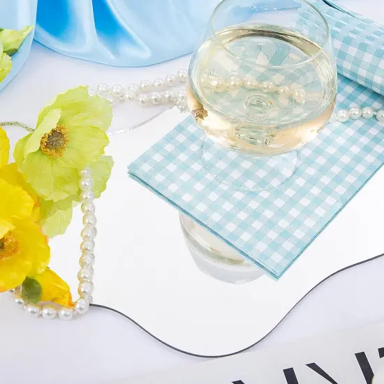 150Pack Baby Blue Paper Checkered Napkins - 3 Ply Disposable Blue and White Gingham Napkins Guest Dinner Napkins Paper for Bathroom Picnic BBQ Birthday Easter {4}