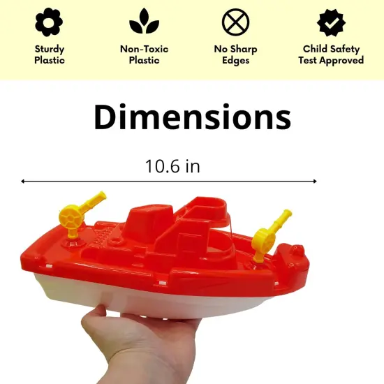 4E's Novelty 3 Pack Toy Boat Bath Toys &ndash; Bath Boats & Pool Toys Toddler, 10" Large Plastic Boats for Water Play {4}