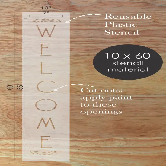 Welcome Wheat Vertical Porch Stencil {1}