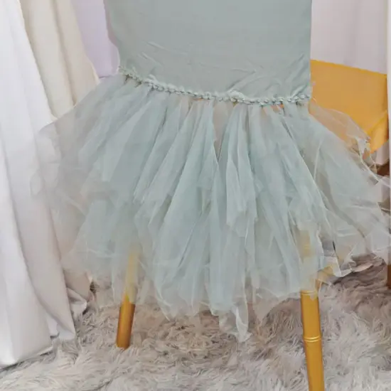 1 Piece Silver Ballerina Spandex Chiavari Chair Cover Sleek Stretch Fit with Flowing Skirt {5}