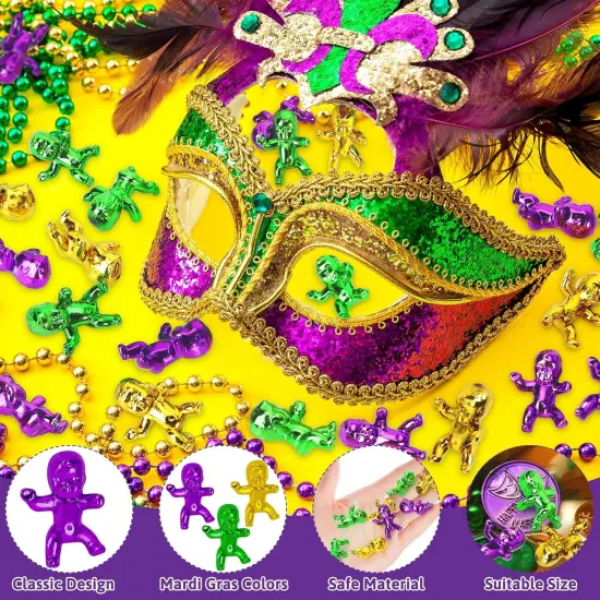 24 PCS King Cake Babies, 1 Inch Plastic Babies for Mardi Gras, Purple Green Gold Tiny Plastic Babies for Baby Shower Favors Ice Cube Game, Small Plastic Babies for Mardi Gras Party Decorations {3}
