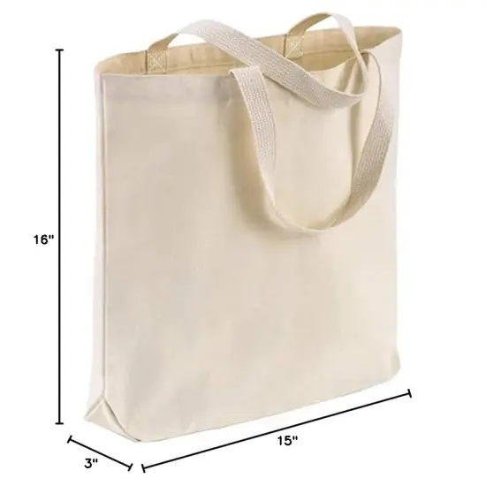 Wholesale Canvas Tote Bags, 15"W x 16"H x 3"G, Cotton Reusable Grocery Shopping Bags, Blank, DIY Painting Printing Embroidery (3, Natural Tote Bags) {2}