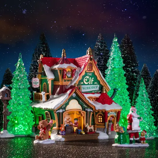 Lemax 7 Inch Crystal Color changing Trees - Set of 2 {5}