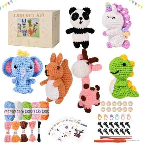6Pcs Animal Crochet Kits for Beginners {1}