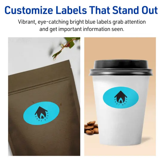 Avery Bright Blue Paper Labels, 1" x 2" Oval {3}