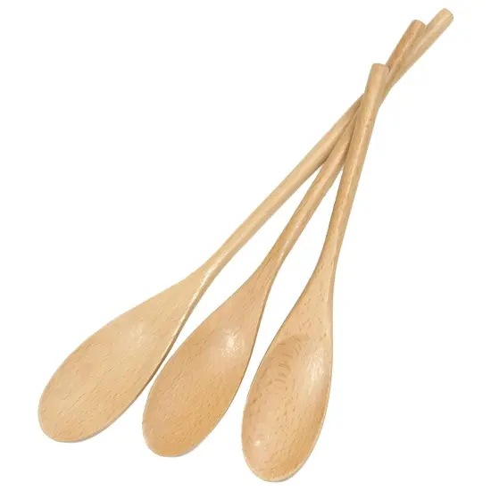 Chef Craft 3pc Beechwood Wooden Kitchen Mixing Spoon Set - 10", 12" & 14" Long {1}