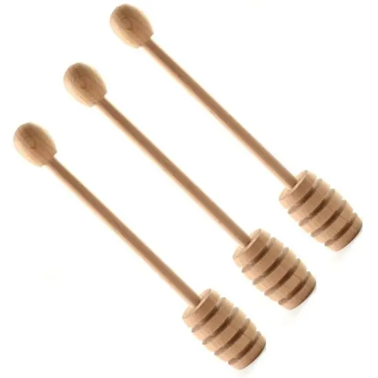 Norpro 6" Long Beechwood Honey Dipper / Syrup Drizzle Stick Dip Server {7}