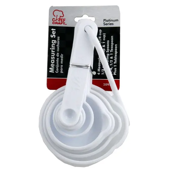 Chef Craft 8pc Plastic Measuring Cups & Spoons Set - 1/4 tsp, 1/2 tsp, 1 tsp, 1 tbsp, 1/4 cup, 1/3 cup, 1/2 cup and 1 cup Sizes {3}
