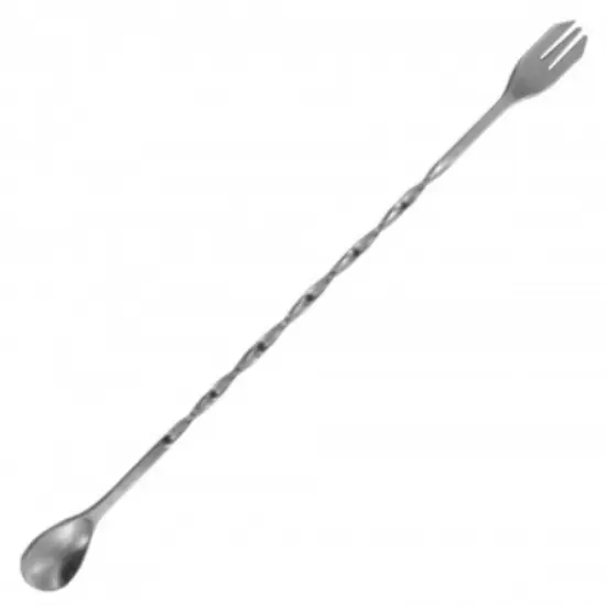 Handy Housewares 10" Twisted Stainless Steel Cocktail Drink Mixing Bar Spoon with Garnish Fork {1}