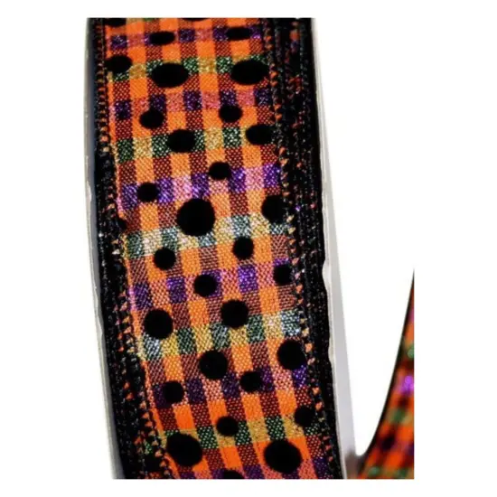 1.5" Halloween Felt Dots Ribbon: Orange/Purple (20 Yards) {3}