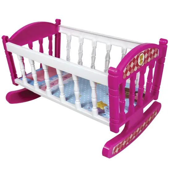 Lissi: 12" Doll Set: Stroller, Bed & Highchair - Blonde Hair - Pink-White-Animal - Feeding-Sleep-Travel Playset, Foldable Design, Kids-Toddlers Age 2+ {7}