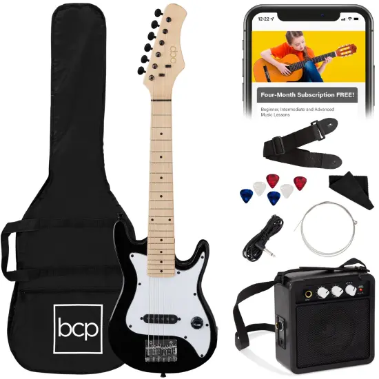 Best Choice Products 30in Kids Electric Guitar Beginner Starter Kit w/ 5W Amplifier, Strap, Case Metallic Blue {7}